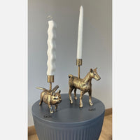 Candelabro cerdo dorado hierro  13cm* 13cm