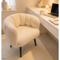 Silla poltrona boucle blanco patas negro  75cm* 60cm* 72cm