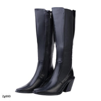 Bota caña alta negro detalle resorte tacon 8cm  C-215  C-94