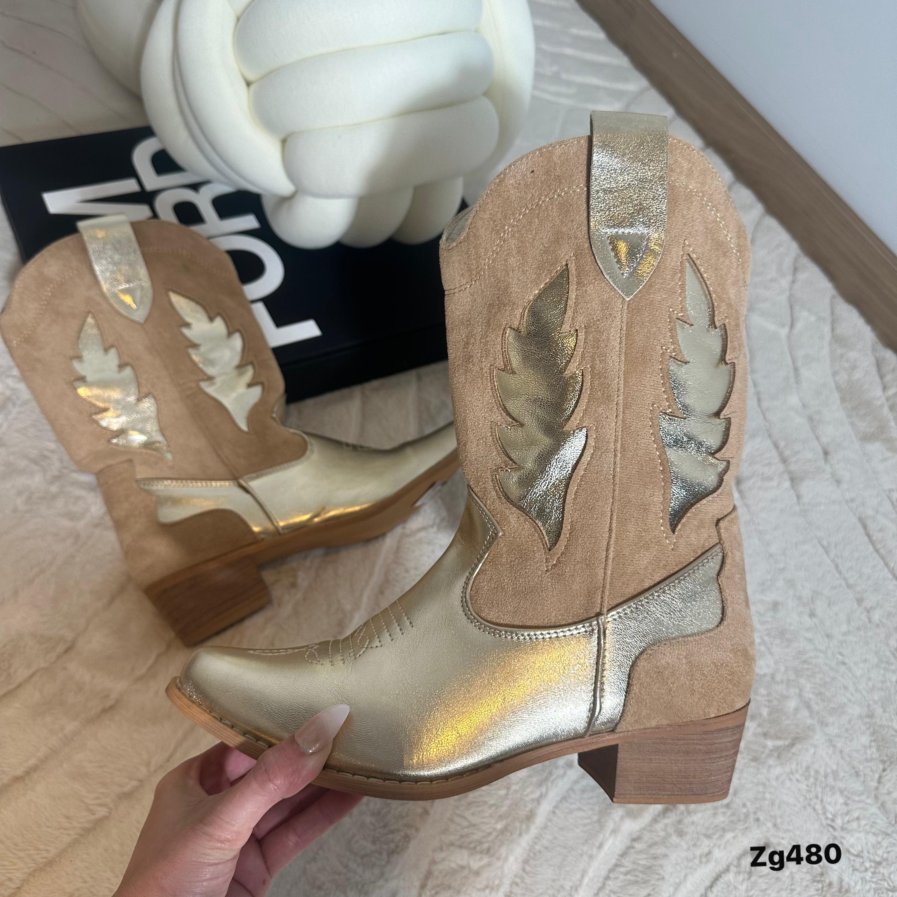 Botin texano dorado tacon 4cm  CYM036  C-T