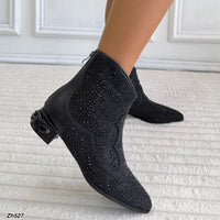 Botin texano negro apliques brillantes tacon 3cm  HX3160-C1191