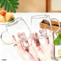 Taza cristal transparente corazon rosado  400ml