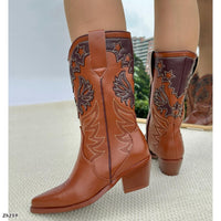 Bota texana café detalles oscuro  tacon 6cm  HX3168-C1211