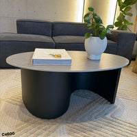 Mesa de centro piedra gris base metal negro 100cm* 60cm* 40cm