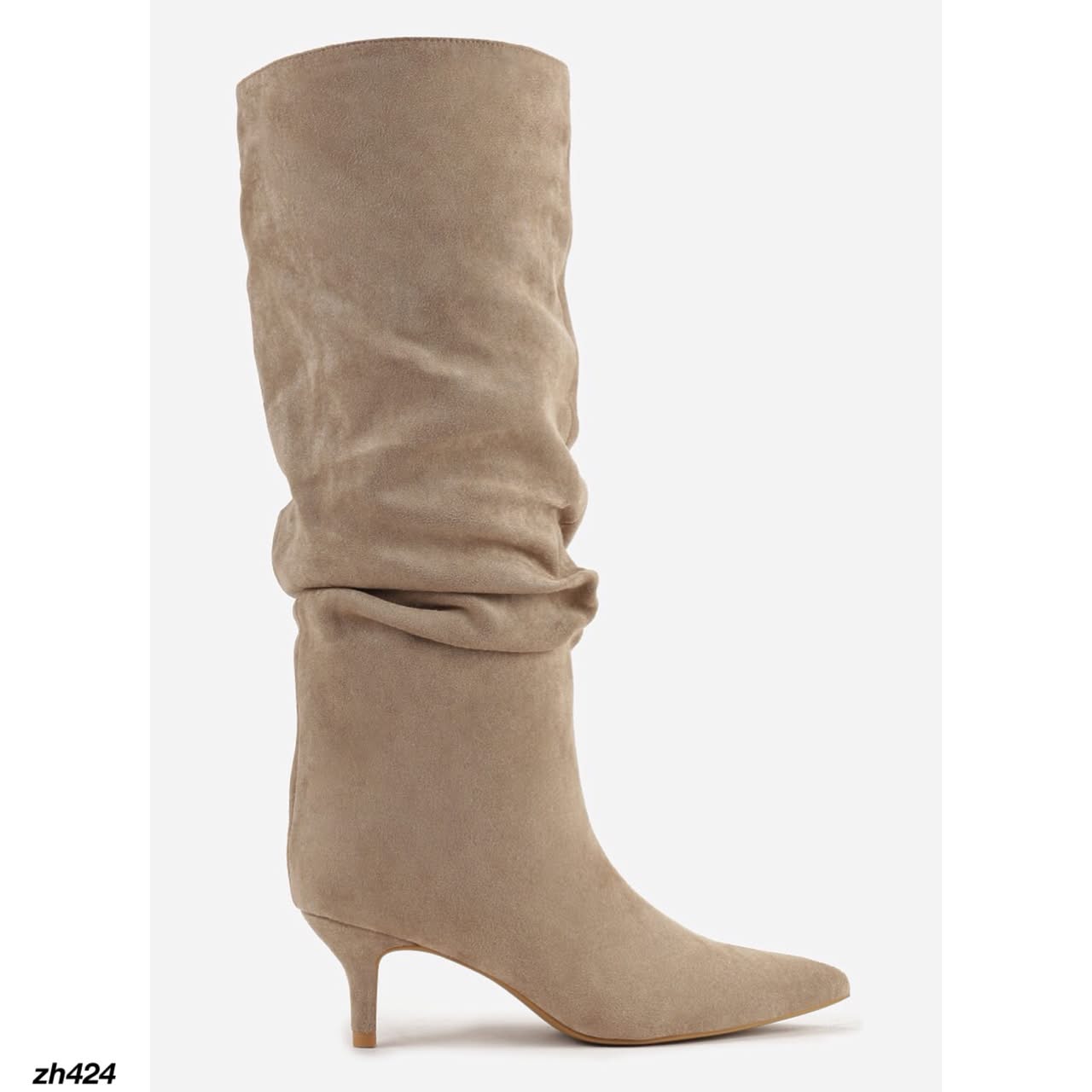 Bota caña alta beige tacon 7cm  A9811  C-141