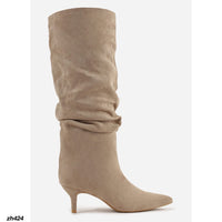 Bota caña alta beige tacon 7cm  A9811  C-141