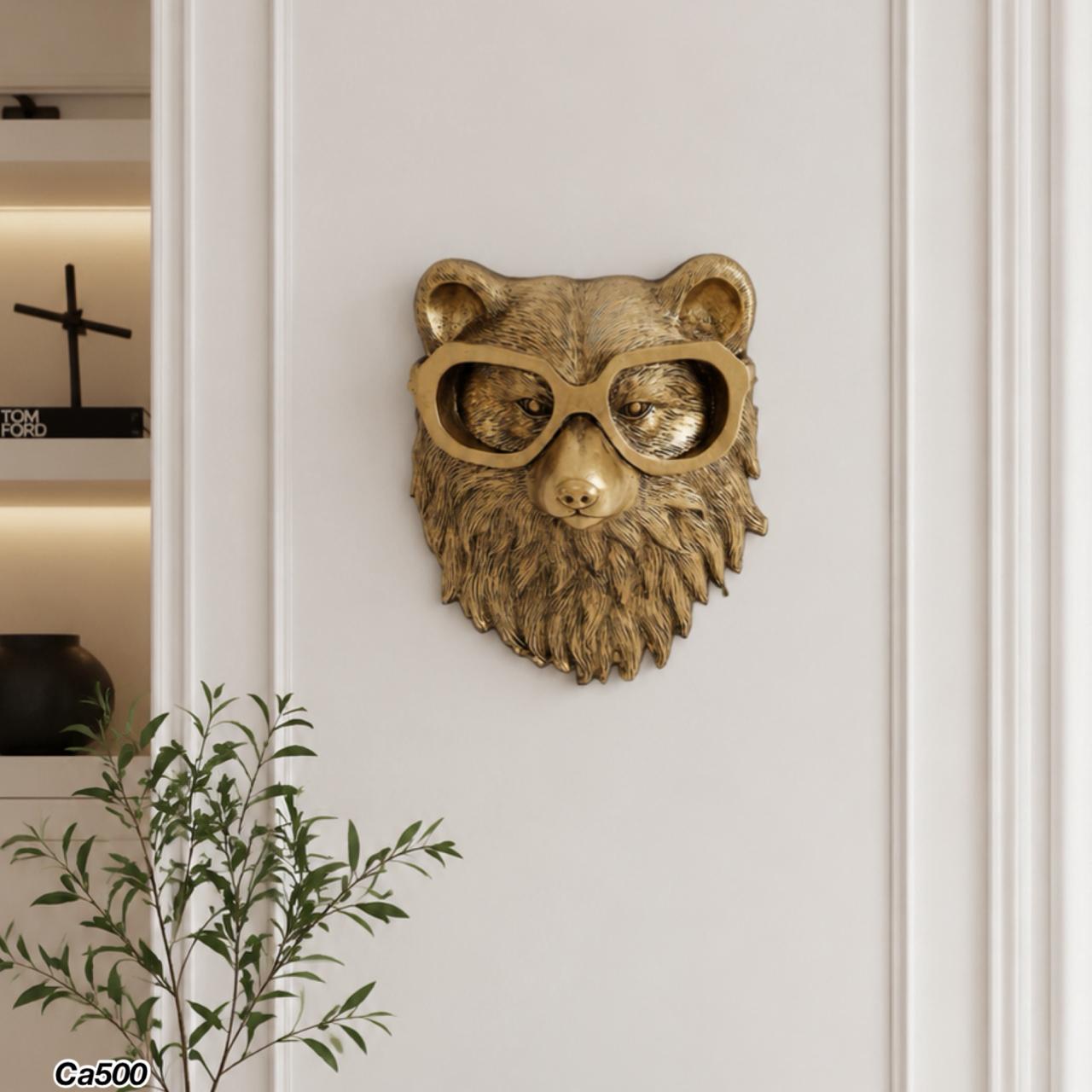 Articulo decorativo oso dorado de pared  16,5cm* 14,5cm
