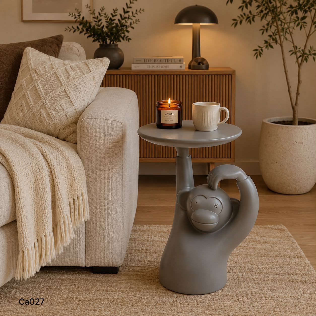 Mesa auxiliar mono gris  51cm* 19cm* 54cm