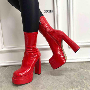 Botin rojo plataforma 5cm tacon 14cm   C-244  C7