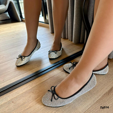 Baleta negro apliques plateado  33-115  C-99