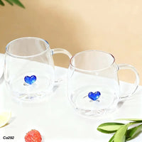Taza cristal transparente corazon azul  400ml