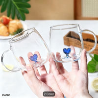 Taza cristal transparente corazon azul  400ml