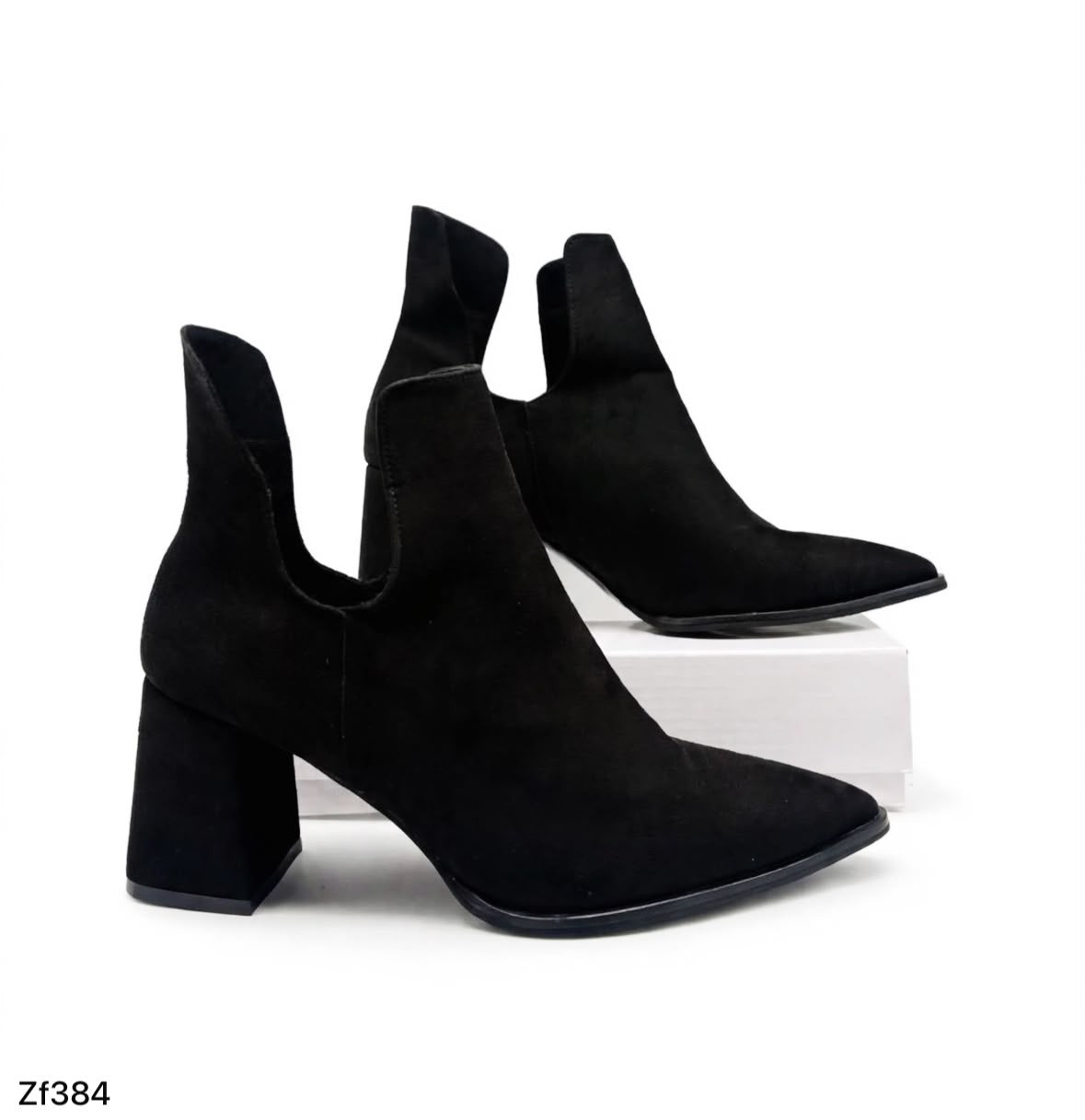 Botin negro aplique correa brillantes tacom 7cm  AB2  C1