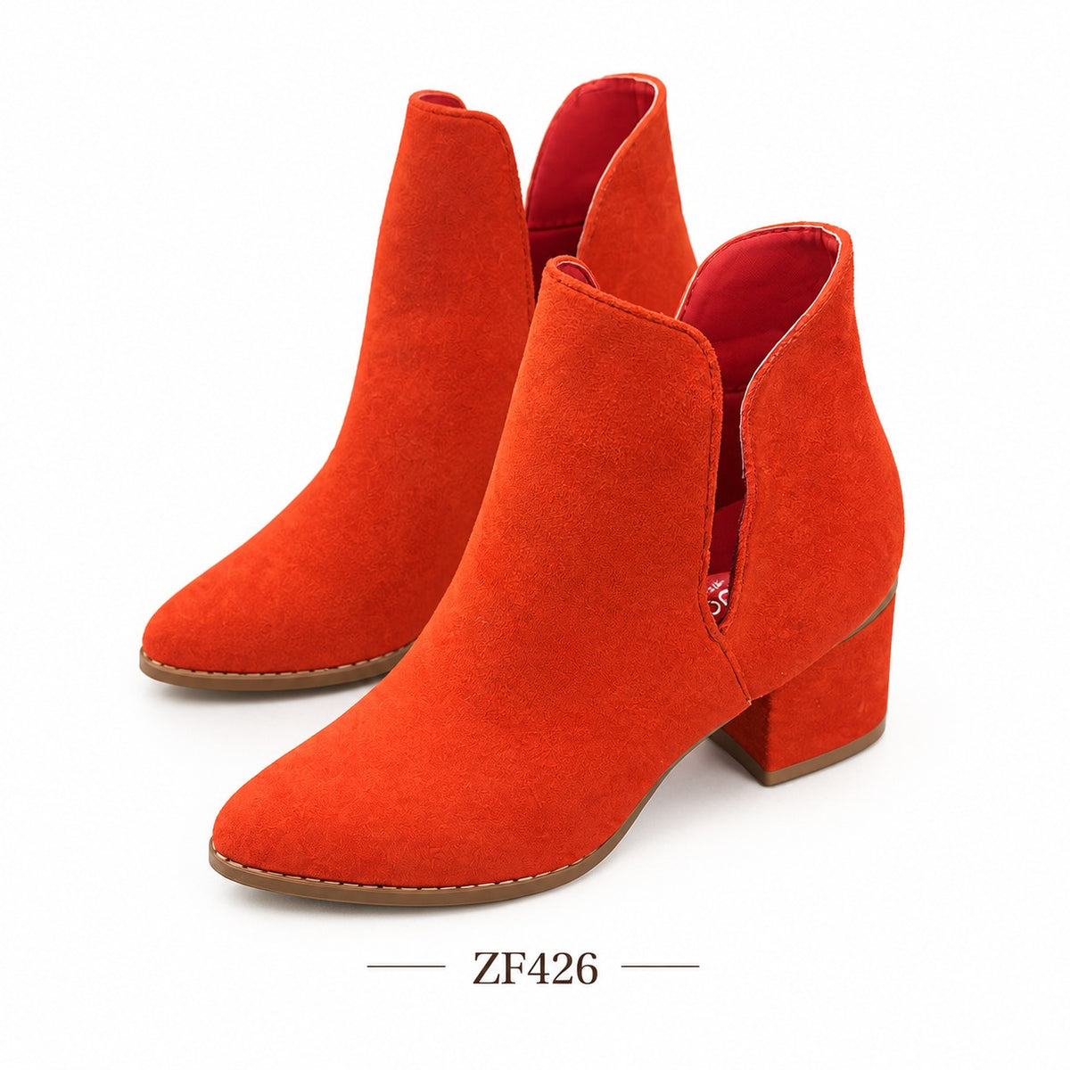 Botin naranja cadena dorada tacon 5cm   JS1815   C14