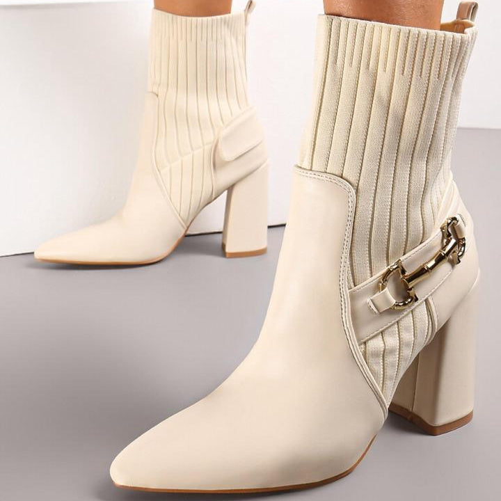 Botin beige aplique dorado tacon 9cm  BM07330   C5