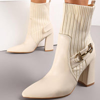 Botin beige aplique dorado tacon 9cm  BM07330   C5