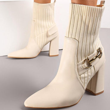 Botin beige aplique dorado tacon 9cm  BM07330   C5