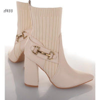 Botin beige aplique dorado tacon 9cm  BM07330   C5