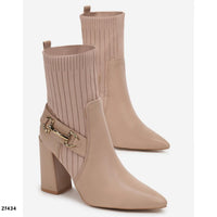 Botin cafe aplique dorado tacon 9cm  BM07330   C5