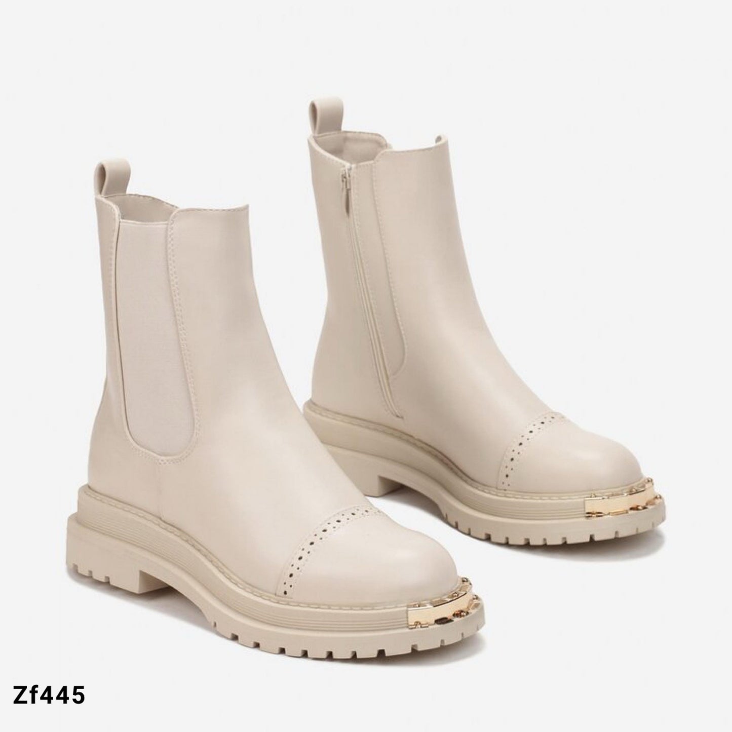 Botin beige aplique dorado suela 4cm   LQ-56    C7