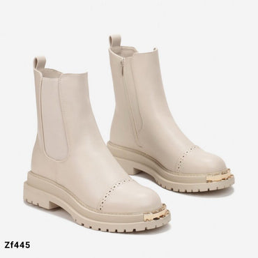 Botin beige aplique dorado suela 4cm   LQ-56    C7