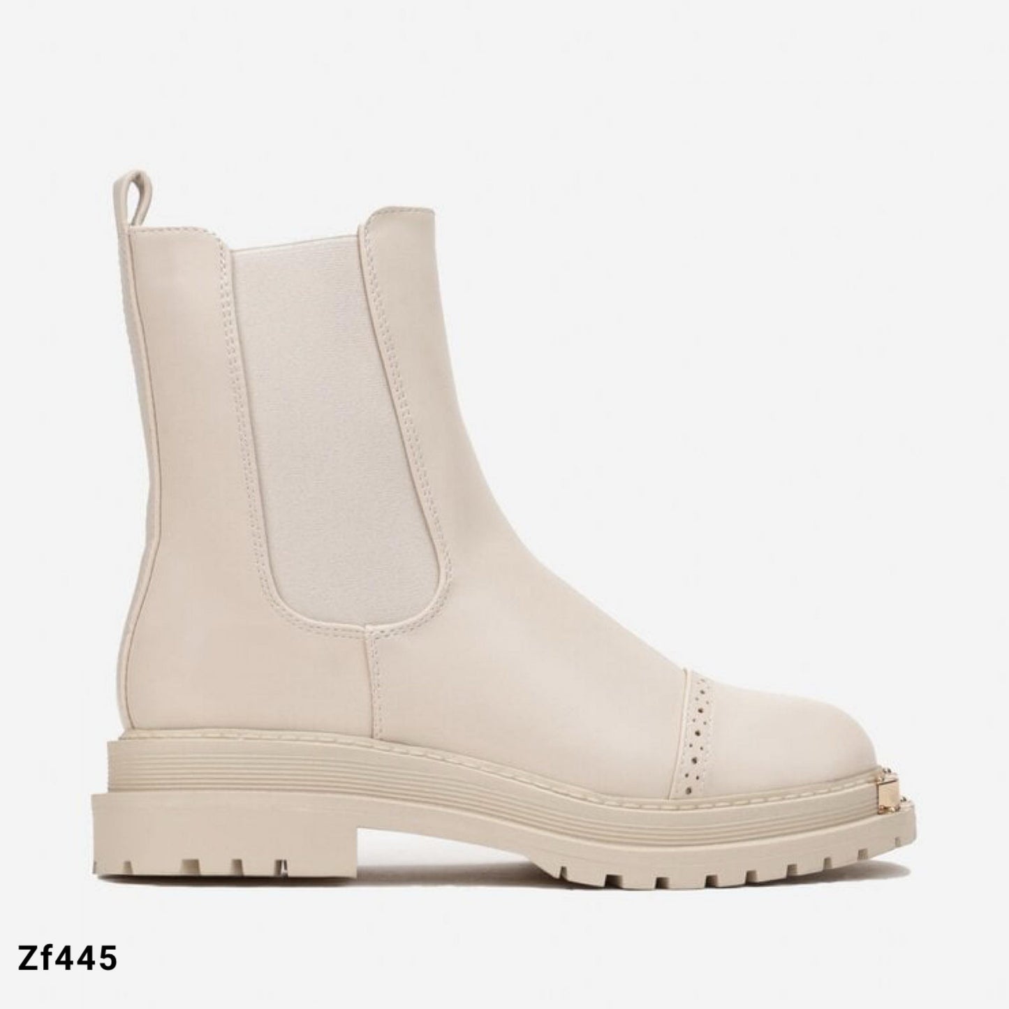 Botin beige aplique dorado suela 4cm   LQ-56    C7