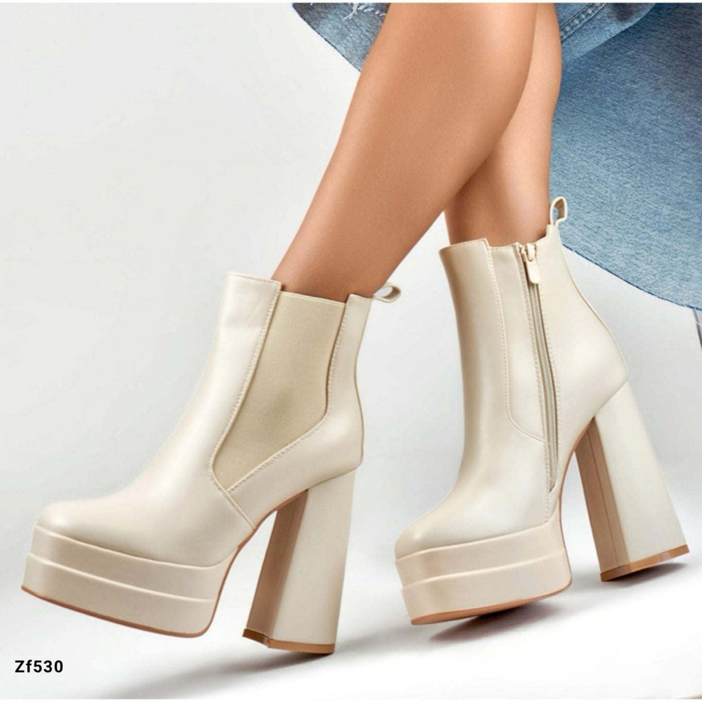 Botin beige plataforma 4cm tacon 13cm  BJ11-12KB   C15