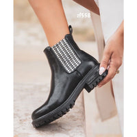 Botin negro apliques brillantes tacon 3cm  M685   C18