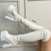 Bota caña alta blanca tacon 14cm   831-11  C-2