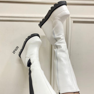 Bota caña alta blanca plataforma 14cm  2088-4  C-1