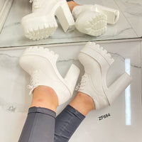 Botin blanco plataforma 5cm tacon 12 cm  519-1  C-3