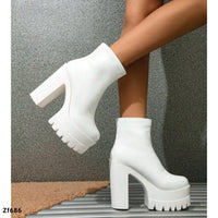 Botin blanco plataforma 4cm tacon 12cm  809-3  C-3