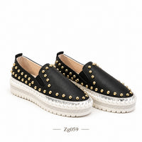 Baleta negro apliques dorado suela 3cm ZP03# C-1