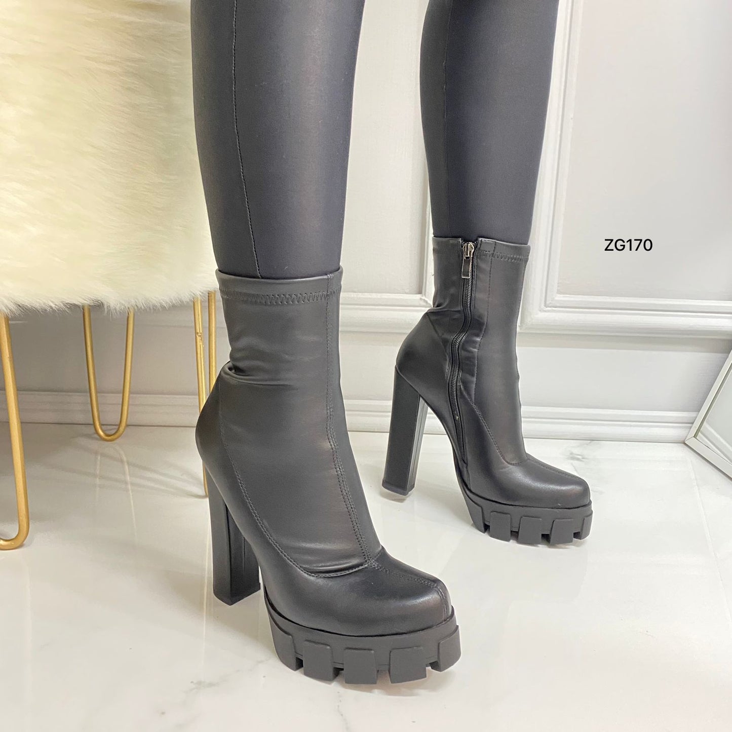 Botin negro tacon 13cm  BTC19#  C-1