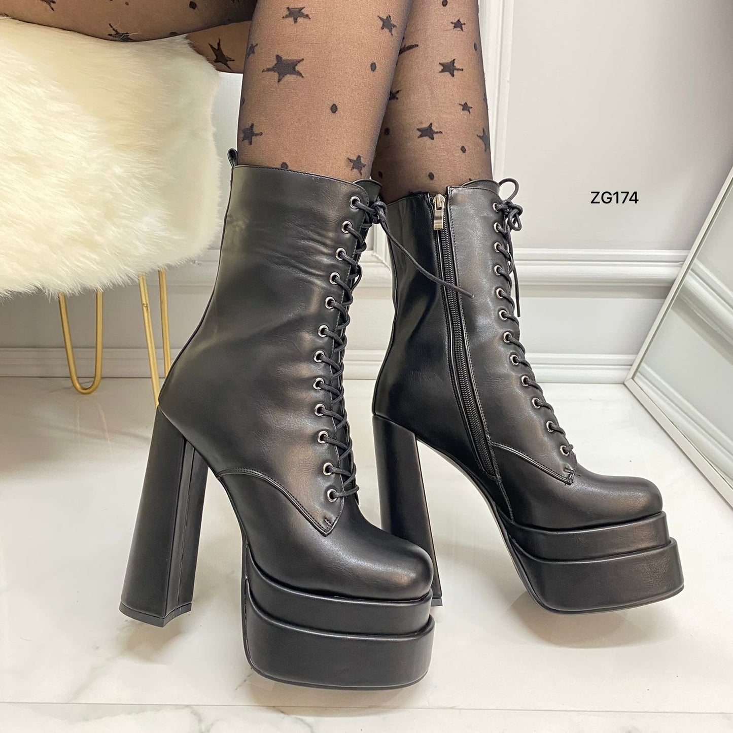 Bota negro plataforma 5cm  tacon  14cm  BTC06#  C-1