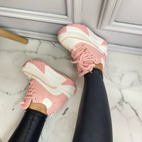Tenis rosado detalles blanco platafoma tacon interno 12cm  926  C-2