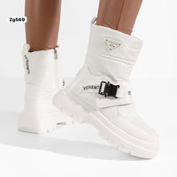 Botin blanco detalles correa suela 4cm   NB613  C-69