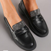 Zapato negro apliques plateado brillante suela 3cm  MS7099  C-53