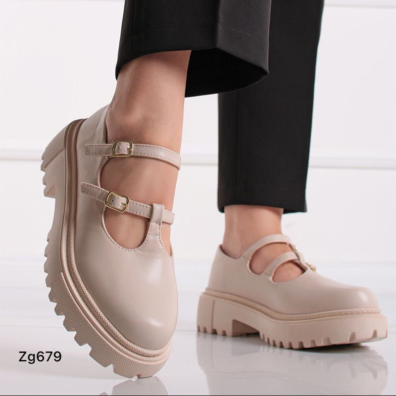 Zapato beige correas suela 4cm  J20030  C-97