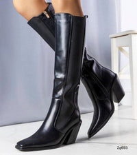 Bota caña alta negro detalle resorte tacon 8cm  C-215  C-94