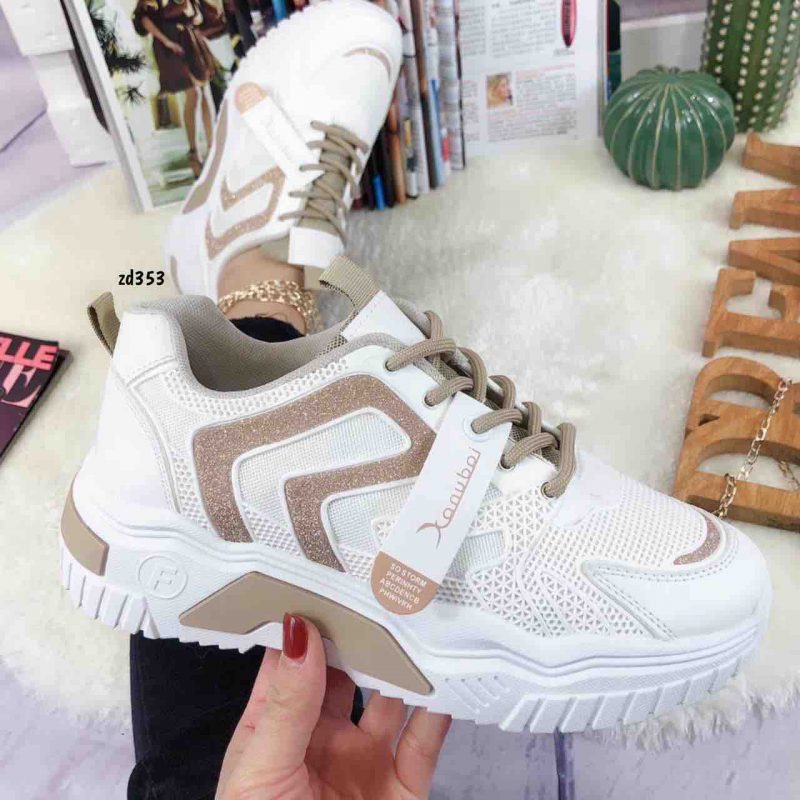 Tenis Compra 99 L8058 Blanco partes cafes cordon frontal