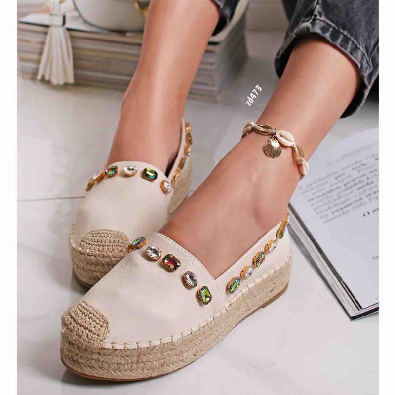 Spadril compra 17 4266 color beige apliques alrededor suela en yute 3 cm