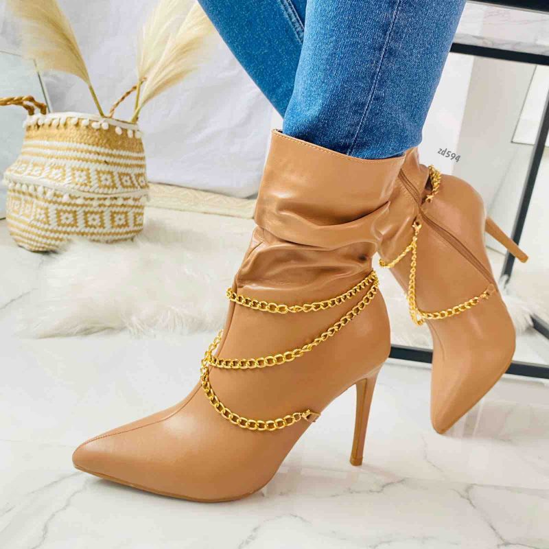 Botin Compra 66 KX-225 Beige cierre lateral tacon rectangular 9Cm - Image 2