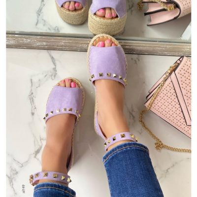 Spadril Compra 76 MS2019-189 Lila apliques dorados correa atrás yute suela 4Cm