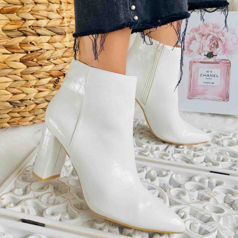 Botin Compra 43 S1AX9832-2 Blanco Croc Cierre lateral tacon 9Cm