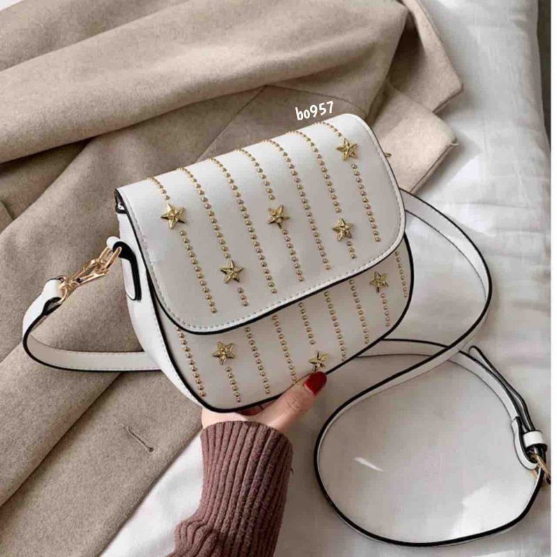 Bolso Compra 9600 Blanco apliques dorados estrellas doradas