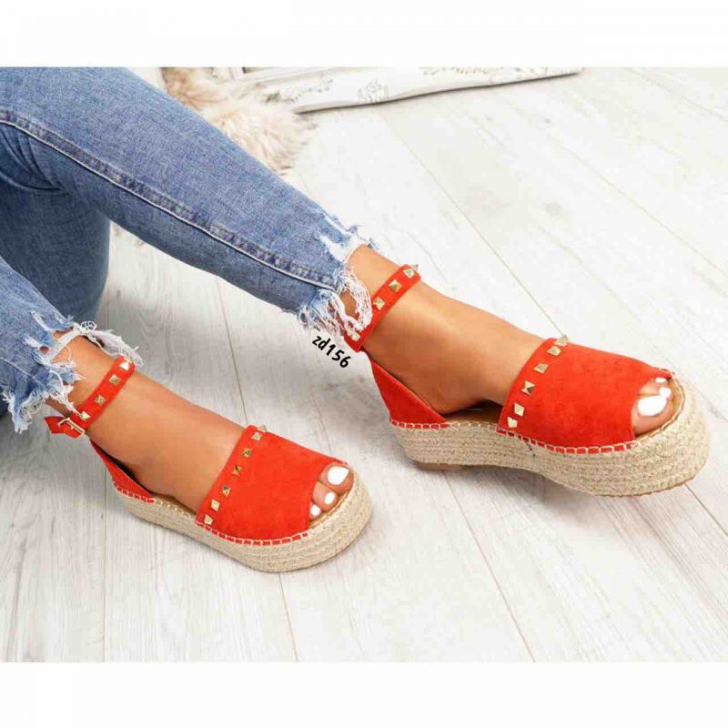 Spadril Compra 76 MS2019-189 Rojo apliques dorados correa suela yute 4Cm - Image 2