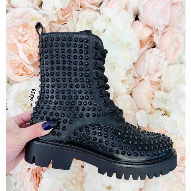 Botin Compra 93 LA-167 Negro taches negros cordon frontla cierre lateral tacon 3Cm