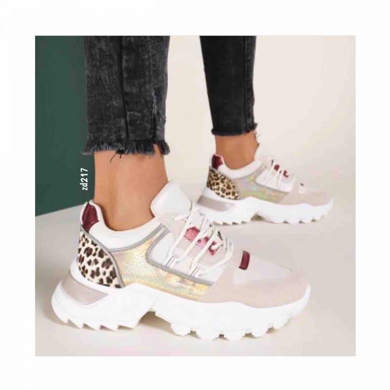 Tenis Compra 93 VIV1038 Beige parte tornasol  dos cordones parte print