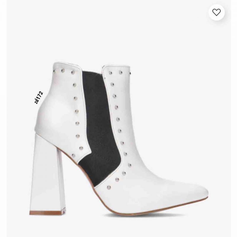 Botin Compra 70 SW16-2 Blanco apliques plomo cierre lateral resorte negro lateral tacon 10 Cm - Image 2